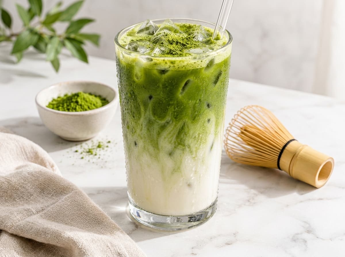 Copycat Starbucks Iced Brown Sugar Matcha Latte